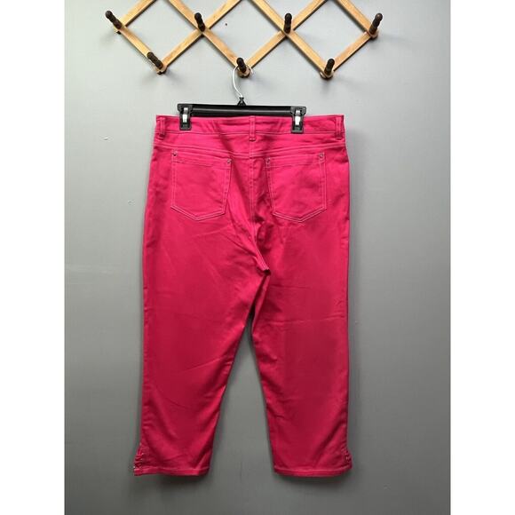 Jones New York Stretch Jeans Womens 16 Pink‎ Twill Jeans Lace up ankles-cropped - Picture 7 of 7
